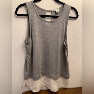 J. Crew Gray Sleeveless Tank Top‎ with White Layered Hem